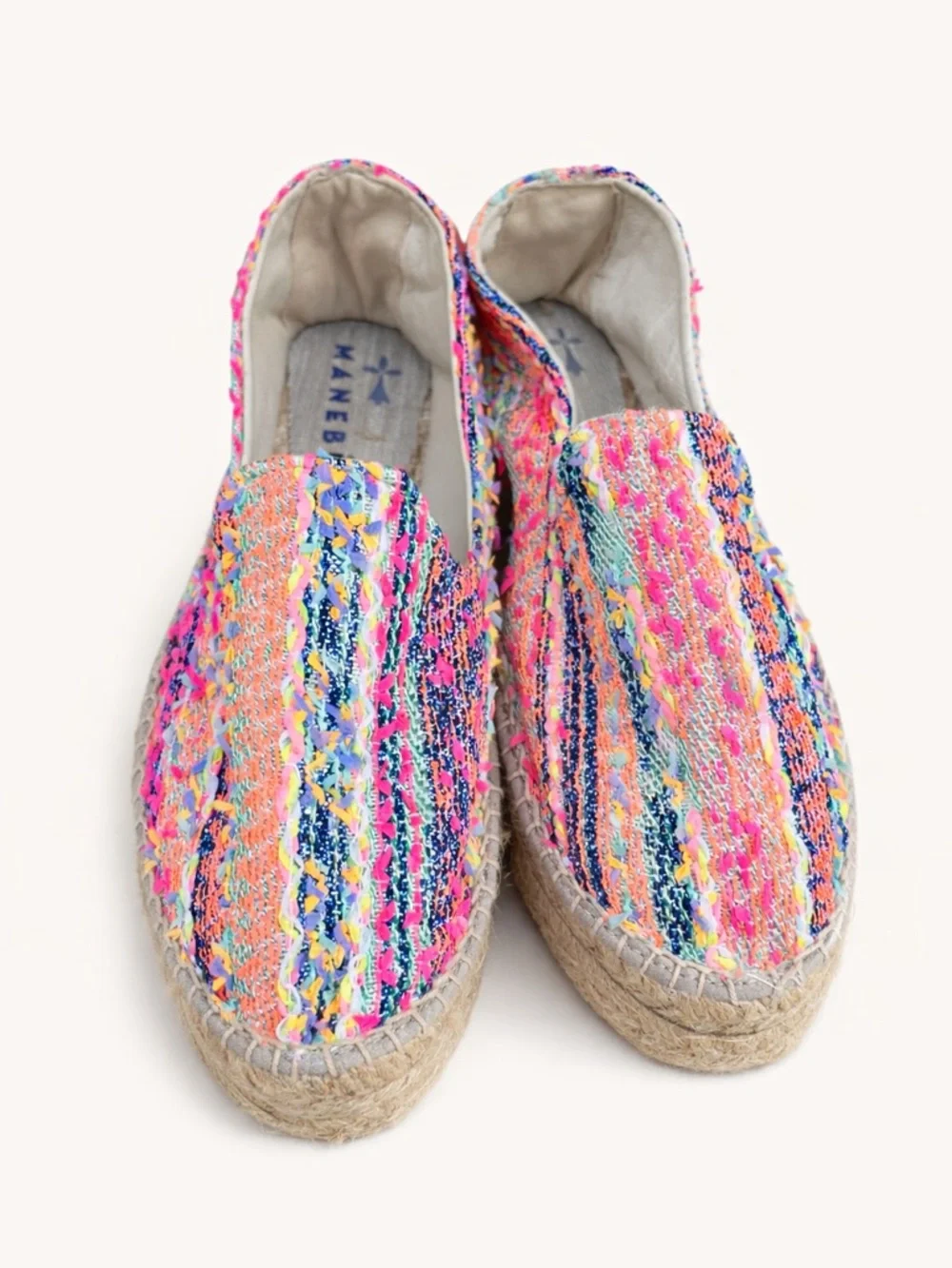 Manebi Platform Espadrilles Multicolor Woven Slip On Size EU 39 US 8